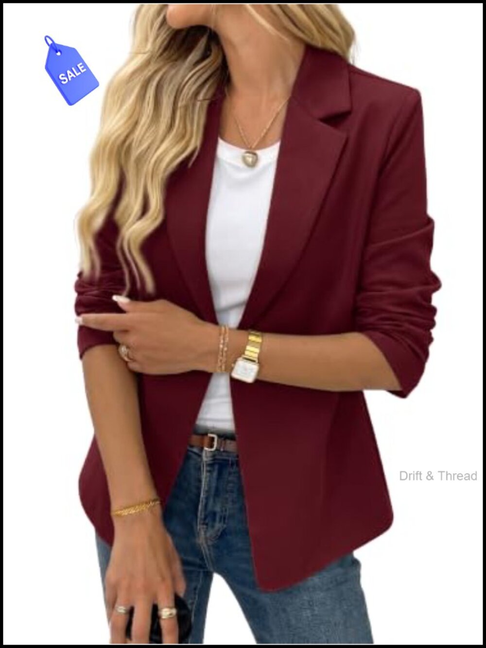 Women's Business Casual Long Sleeve Blazer Stretch Knit Work Suit Jacket